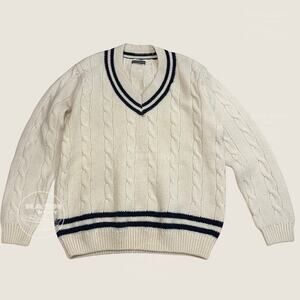 Brandy Melville NWOT Wool Sweater | Cricket Cable Knit V-Neck, Preppy Academia